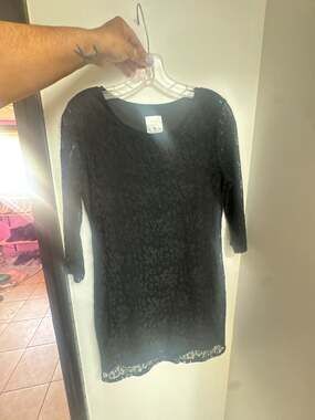 mac + jac Black Lace 3/4 Sleeve Sheath Mini Dress